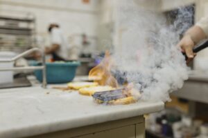 kitchen fire starting on counter