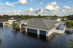 flooded georgia houses from hurricane rainfall